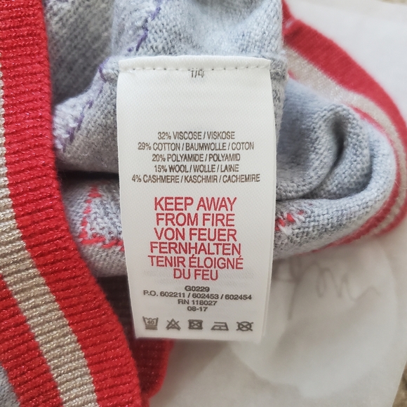 Mini Boden Gray Cardigan with Multicolor Hearts Kids 4-5 - Picture 4 of 5